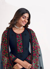Warming Looking Salwar Suit in Dark Blue Color